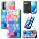 For OnePlus Nord N200 5G Colorful Magnetic Horizontal Flip PU Leather Case with Holder & Card Slot & Wallet(Colorful Cube) - 1