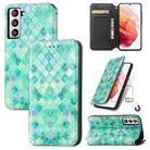 For Samsung Galaxy S21 FE Colorful Magnetic Horizontal Flip PU Leather Case with Holder & Card Slot & Wallet(Emerald) - 1