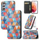 For Samsung Galaxy S21 FE Colorful Magnetic Horizontal Flip PU Leather Case with Holder & Card Slot & Wallet(Rhombus Mandala) - 1