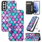 For Samsung Galaxy S21+ 5G Colorful Magnetic Horizontal Flip PU Leather Case with Holder & Card Slot & Wallet(Purple Scales) - 1