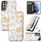 For Samsung Galaxy S21+ 5G Colorful Magnetic Horizontal Flip PU Leather Case with Holder & Card Slot & Wallet(Rhombus) - 1