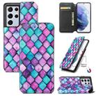 For Samsung Galaxy S21 Ultra 5G Colorful Magnetic Horizontal Flip PU Leather Case with Holder & Card Slot & Wallet(Purple Scales) - 1