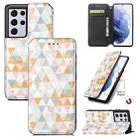 For Samsung Galaxy S21 Ultra 5G Colorful Magnetic Horizontal Flip PU Leather Case with Holder & Card Slot & Wallet(Rhombus) - 1