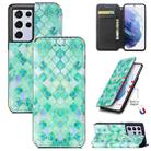 For Samsung Galaxy S21 Ultra 5G Colorful Magnetic Horizontal Flip PU Leather Case with Holder & Card Slot & Wallet(Emerald) - 1
