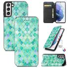 For Samsung Galaxy S21 5G Colorful Magnetic Horizontal Flip PU Leather Case with Holder & Card Slot & Wallet(Emerald) - 1
