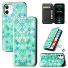 For iPhone 12 mini Colorful Magnetic Horizontal Flip PU Leather Case with Holder & Card Slot & Wallet (Emerald) - 1