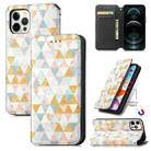 For iPhone 12 / 12 Pro Colorful Magnetic Horizontal Flip PU Leather Case with Holder & Card Slot & Wallet(Rhombus) - 1