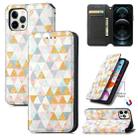 For iPhone 12 Pro Max Colorful Magnetic Horizontal Flip PU Leather Case with Holder & Card Slot & Wallet(Rhombus) - 1