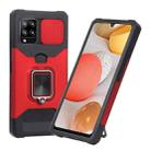 For Samsung Galaxy A42 5G Sliding Camera Cover Design PC + TPU Shockproof Case with Ring Holder & Card Slot(Red) - 1