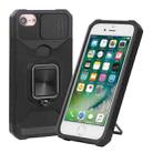 For iPhone SE 2022 / SE 2020 / 8 / 7 / 6s / 6 Sliding Camera Cover Design PC + TPU Shockproof Case with Ring Holder & Card Slot (Black) - 1