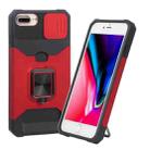 Sliding Camera Cover Design PC + TPU Shockproof Case with Ring Holder & Card Slot For iPhone 8 Plus / 7 Plus / 6s Plus / 6 Plus(Red) - 1