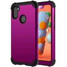 For Samsung Galaxy A11 3 in 1 Shockproof PC + Silicone Protective Case(Dark Purple + Black) - 1
