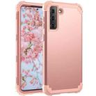 For Samsung Galaxy S21 FE 3 in 1 Shockproof PC + Silicone Protective Case(Rose Gold) - 1