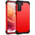 For Samsung Galaxy S21 5G 3 in 1 Shockproof PC + Silicone Protective Case(Red + Black) - 1