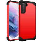 For Samsung Galaxy S21+ 5G 3 in 1 Shockproof PC + Silicone Protective Case(Red + Black) - 1