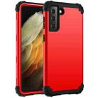 For Samsung Galaxy S21 Ultra 5G 3 in 1 Shockproof PC + Silicone Protective Case(Red + Black) - 1