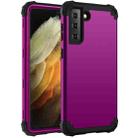 For Samsung Galaxy S21 Ultra 5G 3 in 1 Shockproof PC + Silicone Protective Case(Dark Purple + Black) - 1