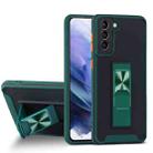 For Samsung Galaxy S21 5G Dual-color Skin Feel TPU + PC Magnetic Shockproof Case with Invisible Holder(Dark Green) - 1