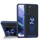 For Samsung Galaxy S21 5G Dual-color Skin Feel TPU + PC Magnetic Shockproof Case with Invisible Holder(Blue) - 1
