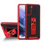 For Samsung Galaxy S21 5G Dual-color Skin Feel TPU + PC Magnetic Shockproof Case with Invisible Holder(Red) - 1