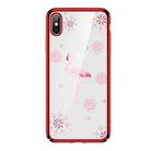 For iPhone X / XS SULADA 3D Laser Engraving PC Plating Diamond Protective Case(Red) - 1