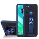 For Motorola Moto G8 Dual-color Skin Feel TPU + PC Magnetic Shockproof Case with Invisible Holder(Blue) - 1