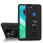 For Motorola Moto G8 Dual-color Skin Feel TPU + PC Magnetic Shockproof Case with Invisible Holder(Black) - 1