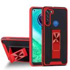 For Motorola Moto G8 Dual-color Skin Feel TPU + PC Magnetic Shockproof Case with Invisible Holder(Red) - 1