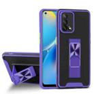 For OPPO A74 4G Dual-color Skin Feel TPU + PC Magnetic Shockproof Case with Invisible Holder(Purple) - 1