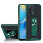 For OPPO A74 4G Dual-color Skin Feel TPU + PC Magnetic Shockproof Case with Invisible Holder(Dark Green) - 1