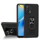For OPPO A74 4G Dual-color Skin Feel TPU + PC Magnetic Shockproof Case with Invisible Holder(Black) - 1