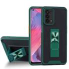 For OPPO A74 5G Dual-color Skin Feel TPU + PC Magnetic Shockproof Case with Invisible Holder(Dark Green) - 1