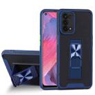 For OPPO A74 5G Dual-color Skin Feel TPU + PC Magnetic Shockproof Case with Invisible Holder(Blue) - 1
