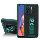 For OPPO A94 Dual-color Skin Feel TPU + PC Magnetic Shockproof Case with Invisible Holder(Dark Green) - 1
