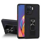 For OPPO A94 Dual-color Skin Feel TPU + PC Magnetic Shockproof Case with Invisible Holder(Black) - 1
