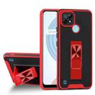 For OPPO Realme C21 Dual-color Skin Feel TPU + PC Magnetic Shockproof Case with Invisible Holder(Red) - 1