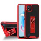 For OPPO Realme C20 Dual-color Skin Feel TPU + PC Magnetic Shockproof Case with Invisible Holder(Red) - 1