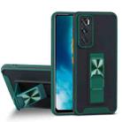 For vivo V20 SE Dual-color Skin Feel TPU + PC Magnetic Shockproof Case with Invisible Holder(Dark Green) - 1