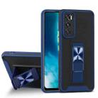 For vivo V20 SE Dual-color Skin Feel TPU + PC Magnetic Shockproof Case with Invisible Holder(Blue) - 1