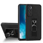 For vivo V20 SE Dual-color Skin Feel TPU + PC Magnetic Shockproof Case with Invisible Holder(Black) - 1