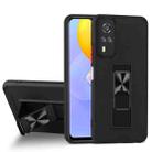 For vivo Y51 (2020, December) Dual-color Skin Feel TPU + PC Magnetic Shockproof Case with Invisible Holder(Black) - 1