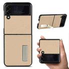 For Samsung Galaxy Z Flip3 5G Lychee Texture Leather Protective Case with Holder(Gold) - 1