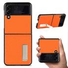 For Samsung Galaxy Z Flip3 5G Lychee Texture Leather Protective Case with Holder(Orange) - 1