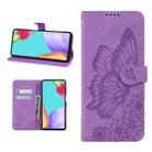 For iPhone 13 mini Retro Skin Feel Butterflies Embossing Horizontal Flip Leather Case with Holder & Card Slots & Wallet (Purple) - 1