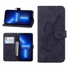 For iPhone 13 Pro Max Retro Skin Feel Butterflies Embossing Horizontal Flip Leather Case with Holder & Card Slots & Wallet (Black) - 1