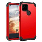 For Google Pixel 5a 3 in 1 Shockproof PC + Silicone Protective Case(Red + Black) - 1