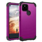 For Google Pixel 5a 3 in 1 Shockproof PC + Silicone Protective Case(Dark Purple + Black) - 1