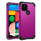 For Google Pixel 4a 5G 3 in 1 Shockproof PC + Silicone Protective Case(Dark Purple + Black) - 1