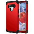 For LG Stylo 6 3 in 1 Shockproof PC + Silicone Protective Case(Red + Black) - 1