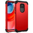 For Motorola Moto G Play 2021 3 in 1 Shockproof PC + Silicone Protective Case(Red + Black) - 1